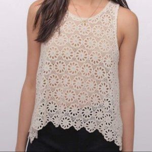 Pins and Needles Creamy Crocheted Tank, Urban Outfitters, Size Small